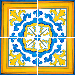 Image showing Traditional Portuguese glazed tiles