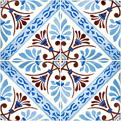 Image showing Traditional Portuguese glazed tiles