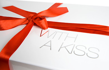 Image showing gift box with a kiss