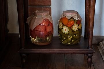 Image showing Pickled vegetables in jars