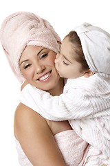 Image showing Mother daughter at bathtime