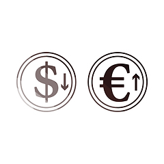 Image showing Falling Dollar And Growth Up Euro Coins Icon