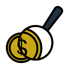 Image showing Magnifying Over Coins Stack Icon