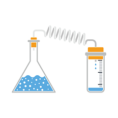 Image showing Icon Of Chemistry Reaction With Two Flask