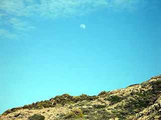 Image showing Moon over the mountain. Cyprus