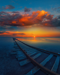 Image showing Beauty sunset on salty lake