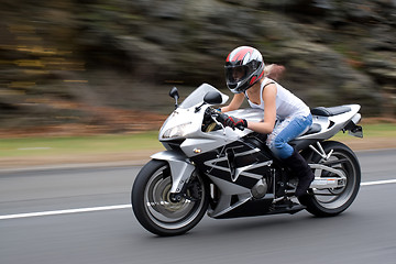 Image showing Blonde Biker Girl