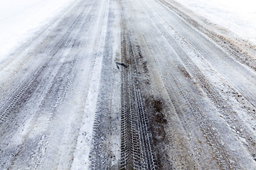 Image showing slippery and dangerous road for transport