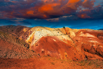 Image showing Mars landscape with sunset