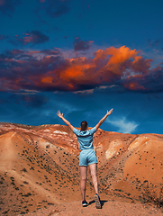 Image showing Woman on mars landscape