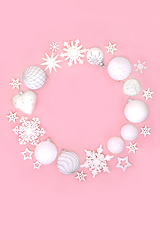 Image showing Christmas White Bauble Decorative Wreath 