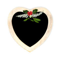 Image showing Christmas Heart Shape Wreath Holly and Winter Greenery 