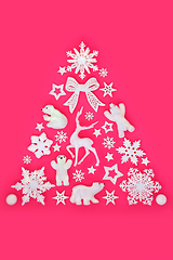 Image showing Christmas Tree Abstract North Pole Design with White Decorations