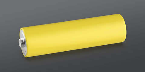 Image showing Yellow AA size battery