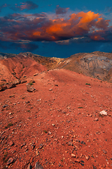 Image showing Mars landscape with sunset