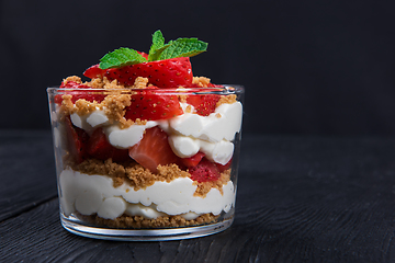 Image showing Strawberry with cookie and cream dessert