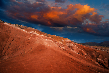 Image showing Mars landscape with sunset