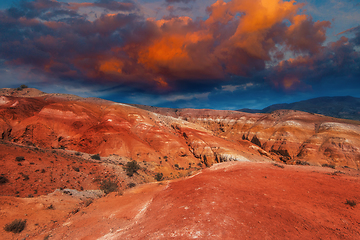 Image showing Mars landscape with sunset