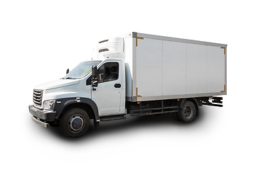 Image showing White refrigerated truck