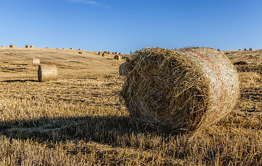 Image showing stack of straw , summer time