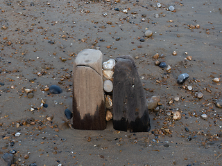 Image showing Old Sea Defences with Pebbles
