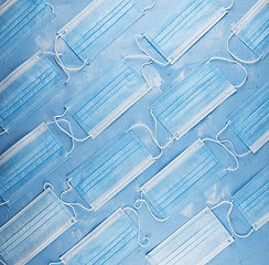 Image showing Medical masks on the blue colored background