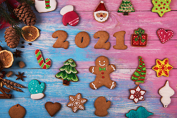 Image showing Gingerbreads for new 2021 years