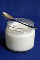 Image showing yogurt on blue background