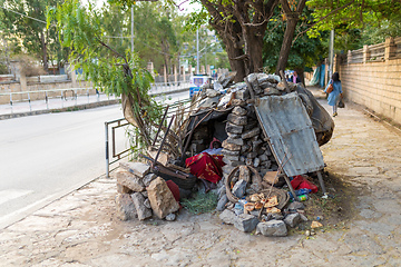 Image showing Ethiopian homeless on the street of Mekelle, the capital city of Tigray , Ethiopia