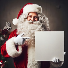 Image showing santa claus holding a sign for copyspace generative ai