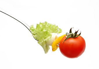 Image showing cherry tomato on fork