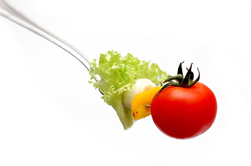 Image showing cherry tomato on fork