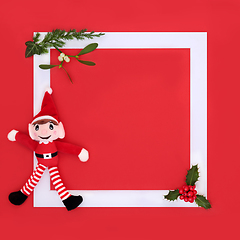 Image showing Christmas Eve Elf Toy Background Frame