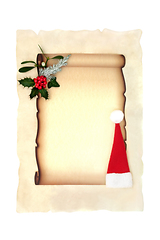 Image showing Christmas Eve Letter to Santa Parchment Paper Scroll and Hat