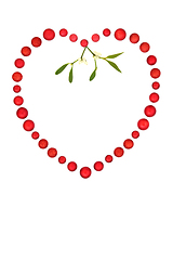 Image showing Romantic Heart Shape Christmas Wreath With Mistletoe