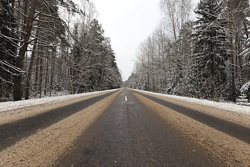 Image showing narrow winter road