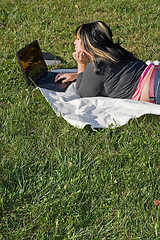 Image showing Girl Using a Laptop