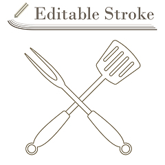 Image showing Crossed Frying Spatula And Fork Icon