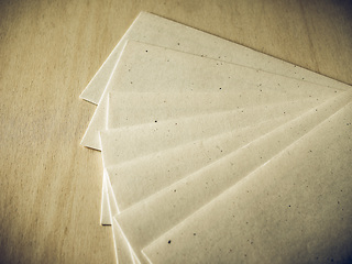 Image showing Vintage looking Letter envelope on wood table