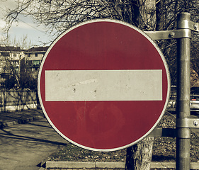 Image showing Vintage looking No entry sign