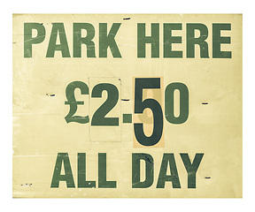 Image showing Vintage looking Parking sign