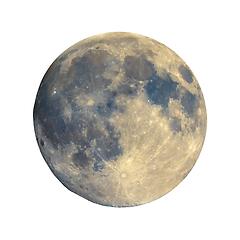 Image showing Full moon seen with telescope, enhanced colours, isolated