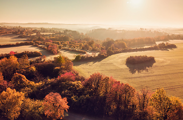 Image showing Aerial view of autumn countryside, traditional fall landscape in centra Europe