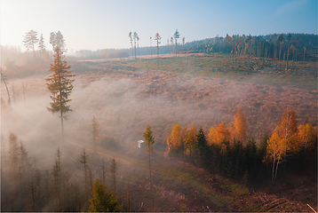 Image showing Aerial view of autumn countryside, traditional fall landscape in centra Europe