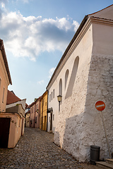 Image showing Narrow street in jewish quarter. Trebic, Czech Republic