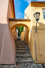 Image showing Narrow street in jewish quarter. Trebic, Czech Republic