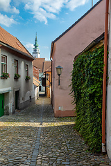 Image showing Narrow street in jewish quarter. Trebic, Czech Republic