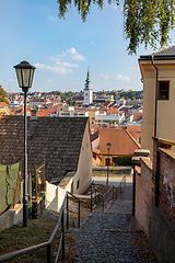 Image showing Narrow street in jewish quarter. Trebic, Czech Republic