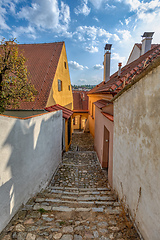 Image showing Narrow street in jewish quarter. Trebic, Czech Republic