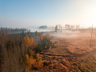 Image showing Aerial view of autumn countryside, traditional fall landscape in central Europe